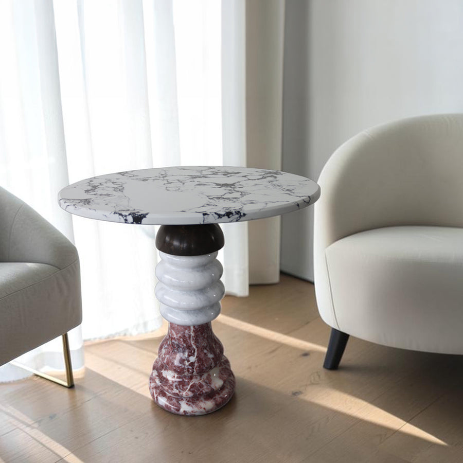 Natural Stone Multi‑Color Side Table | Handcrafted Marble Accent for Timeless Luxury | Coffee Table