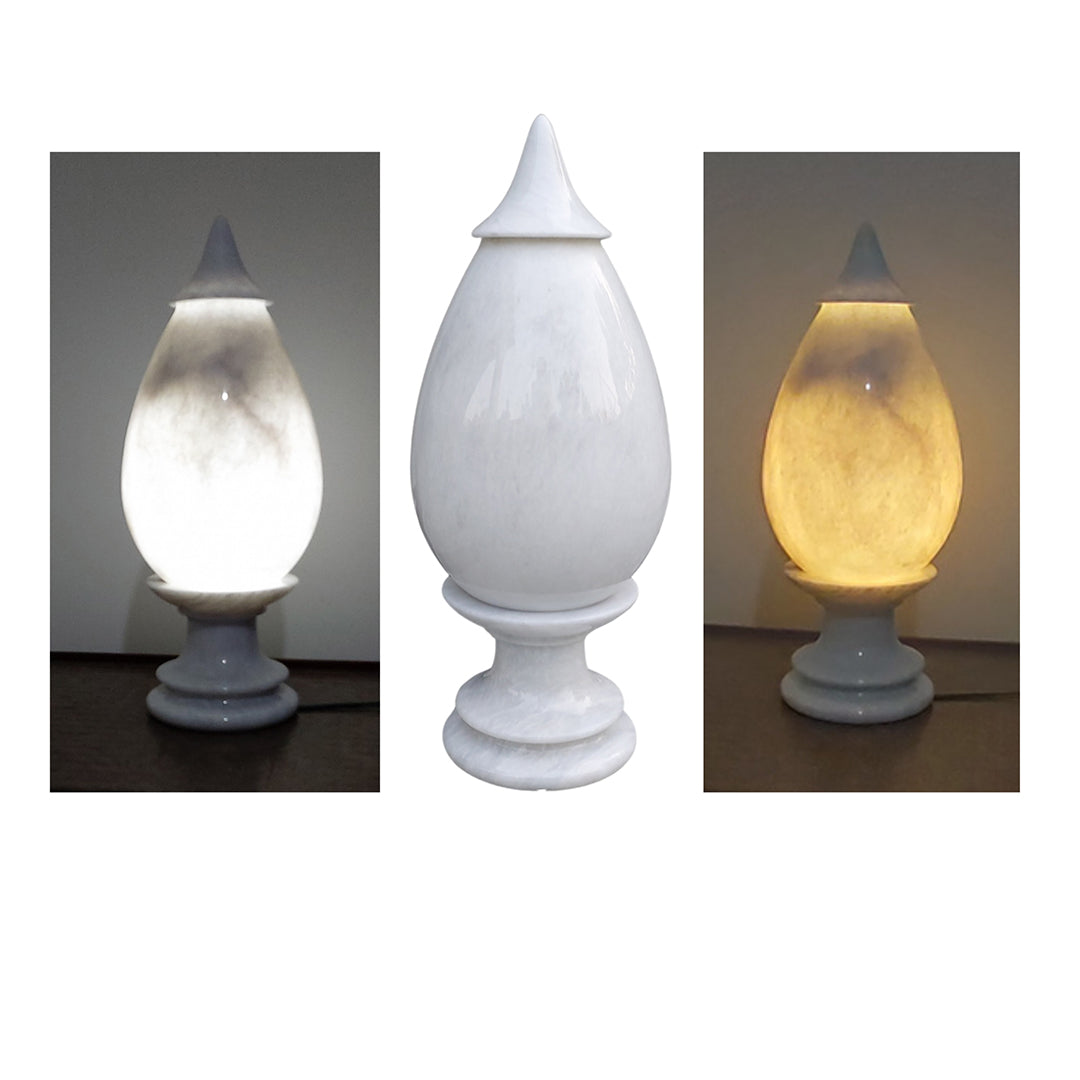 Hand-Carved White Marble Lamp – | Stress Relief Minimalist Boho design | Decor with Meditation remedy