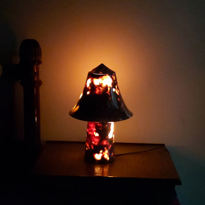Marble Lamp Mushroom Design Red | Natural Rose Marble Boho Decor