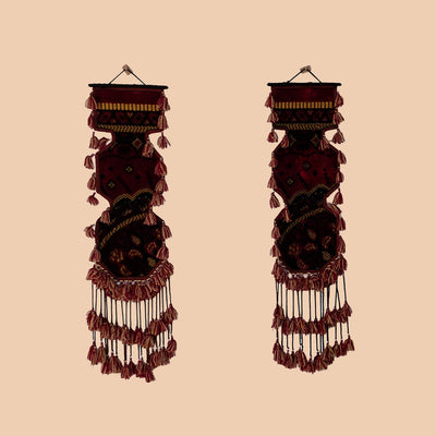 Hand Knotted Wall Hanging Strips | Antique Bohemian Wall Art