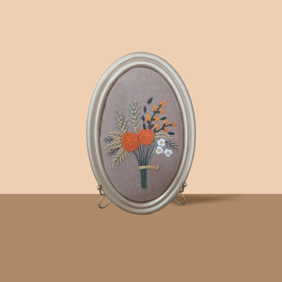 Handmade Aari Embroidered Tapestry | Wall Hanging | Antique Floral Wall Art | Unique Decor Gift. Set 4 (Small Oval )