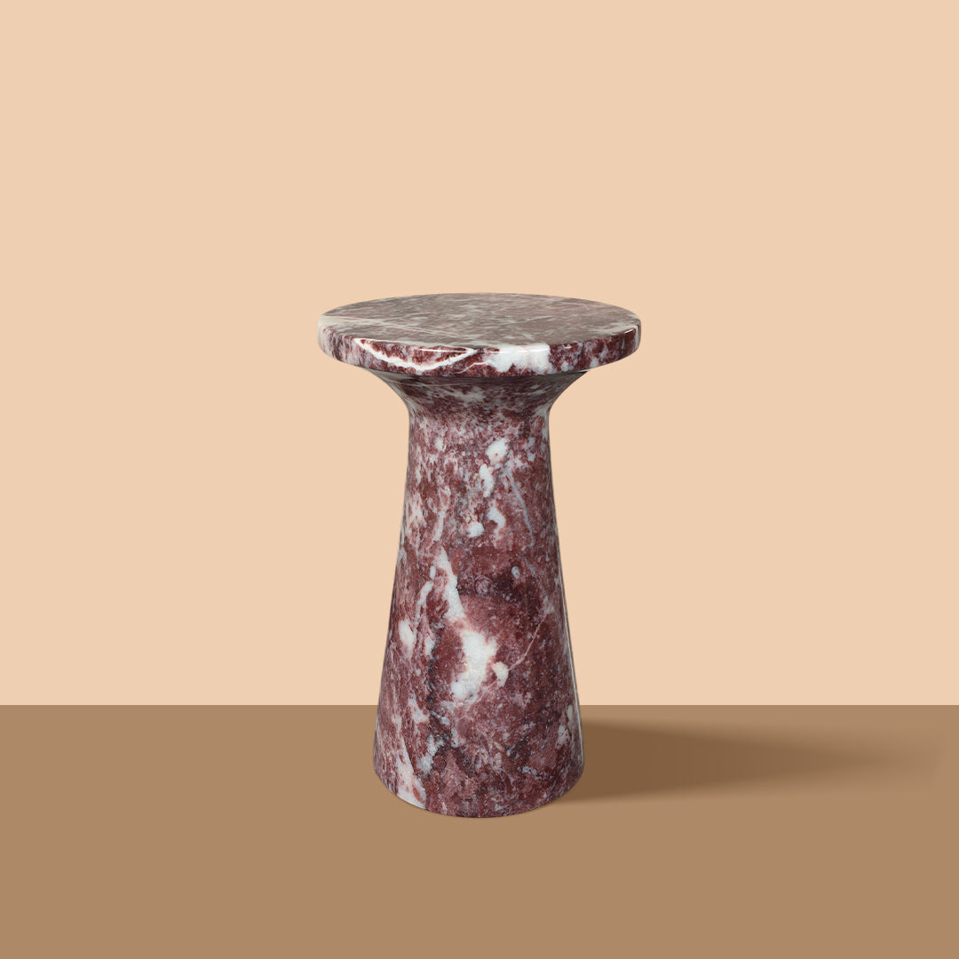 Marble Pedestal Table | Natural Stone Minimalist Side Table