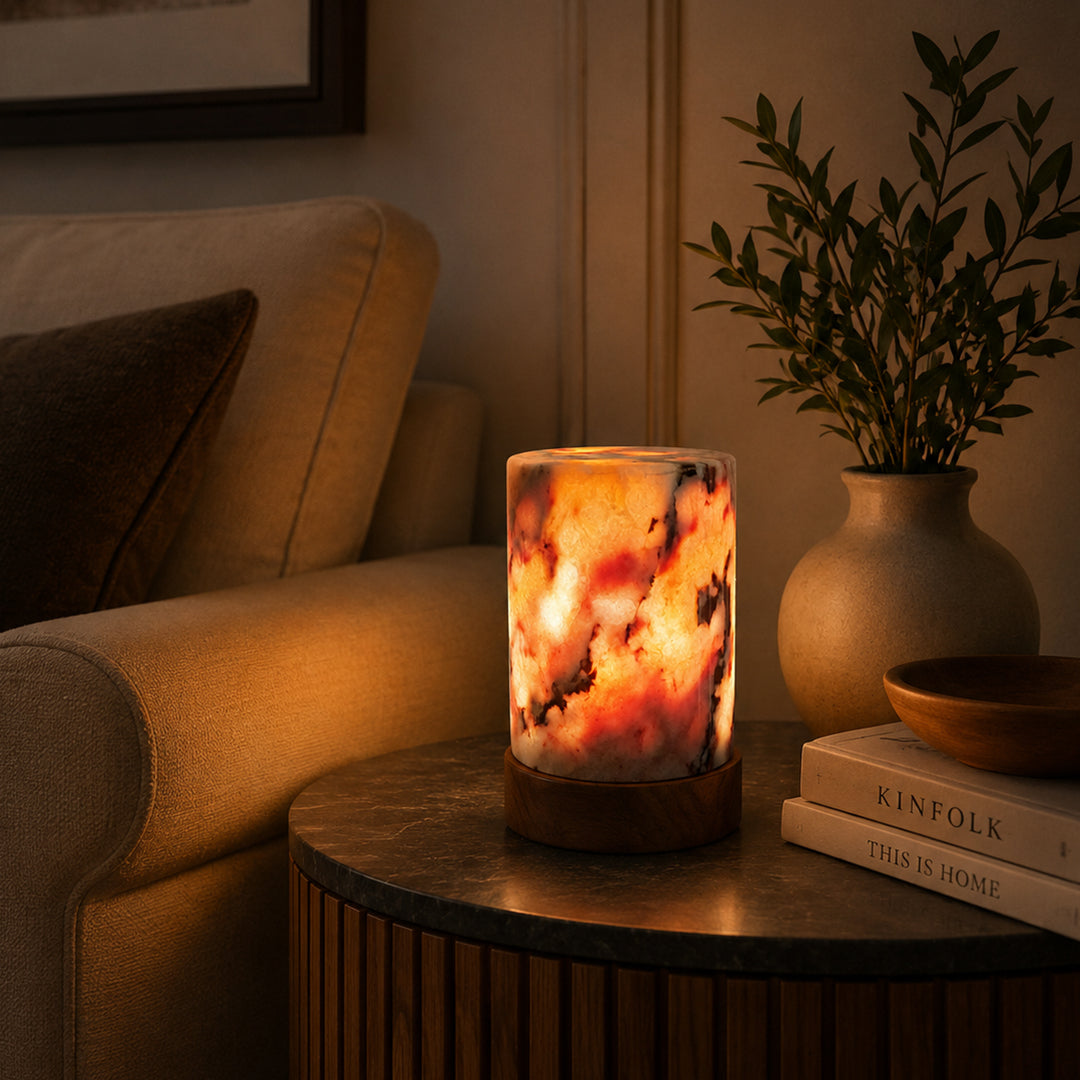 Light Rosso Levanto Marble Lamp | Natural Marble Minimalist Boho Decor