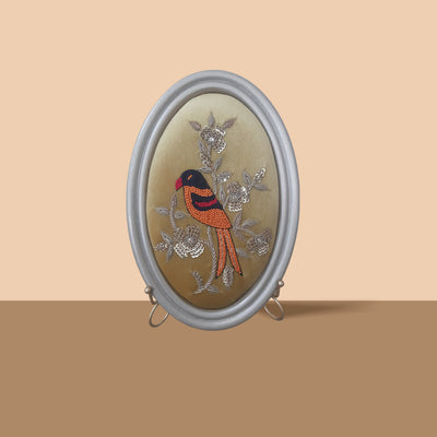Aari Wall Hanging | Handmade Embroidered Wall Art | Set 4 (Small Oval)