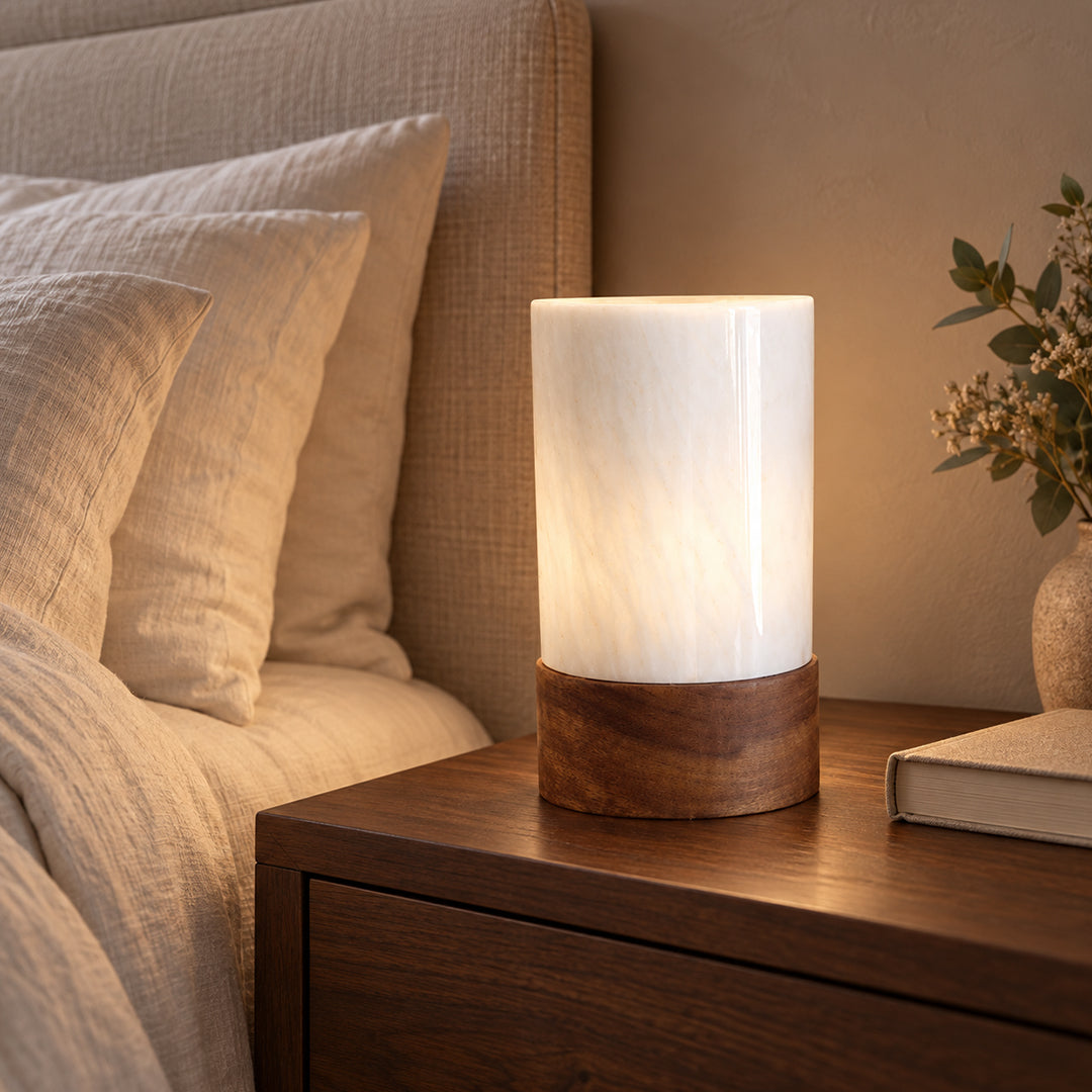 Handcrafted Natural Marble Lamp – Minimalist Boho Decor, Stress Relief Light