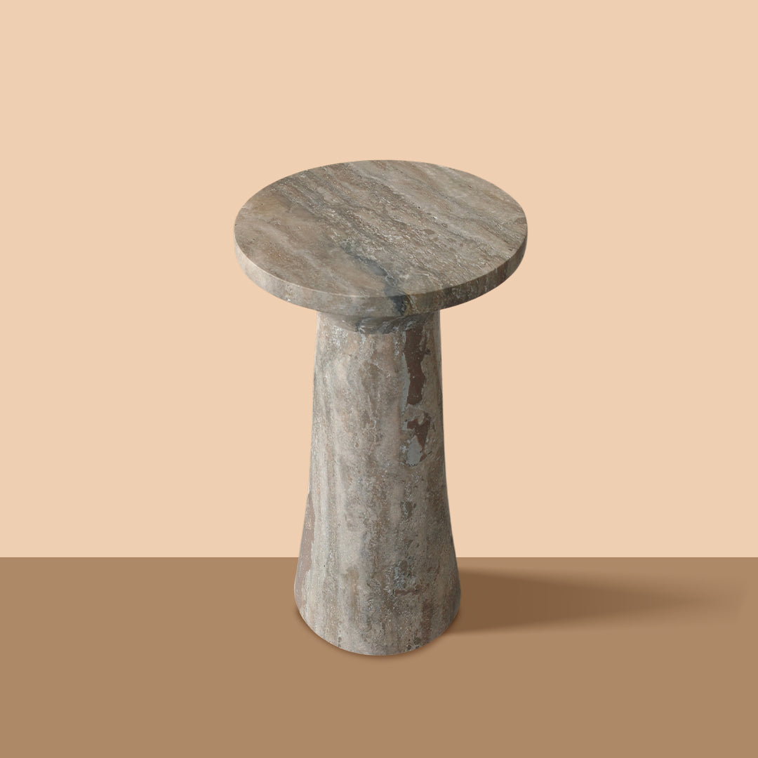 Marble Pedestal Table | Natural Stone Minimalist Side Table