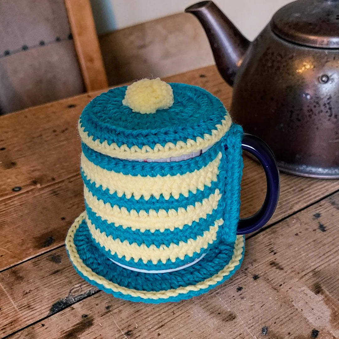 Crochet Cup Cozy with Coaster and Cover | Hand Knitted Mug Cozy Set | Warmth & Elegance