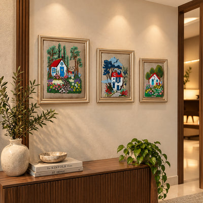 Aari Wall Hanging | Handmade Embroidered Luxury Wall Art | Set 01 (Rectangular)
