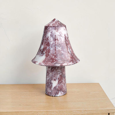 Marble Lamp Mushroom Design Red | Natural Rose Marble Boho Decor