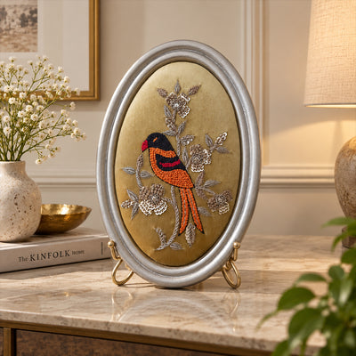 Aari Wall Hanging | Handmade Embroidered Wall Art | Set 4 (Small Oval)
