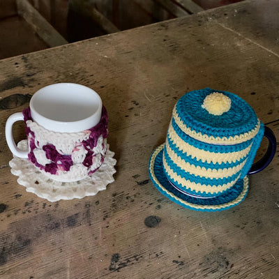 Crochet Cup Cozy with Coaster and Cover | Hand Knitted Mug Cozy Set | Warmth & Elegance