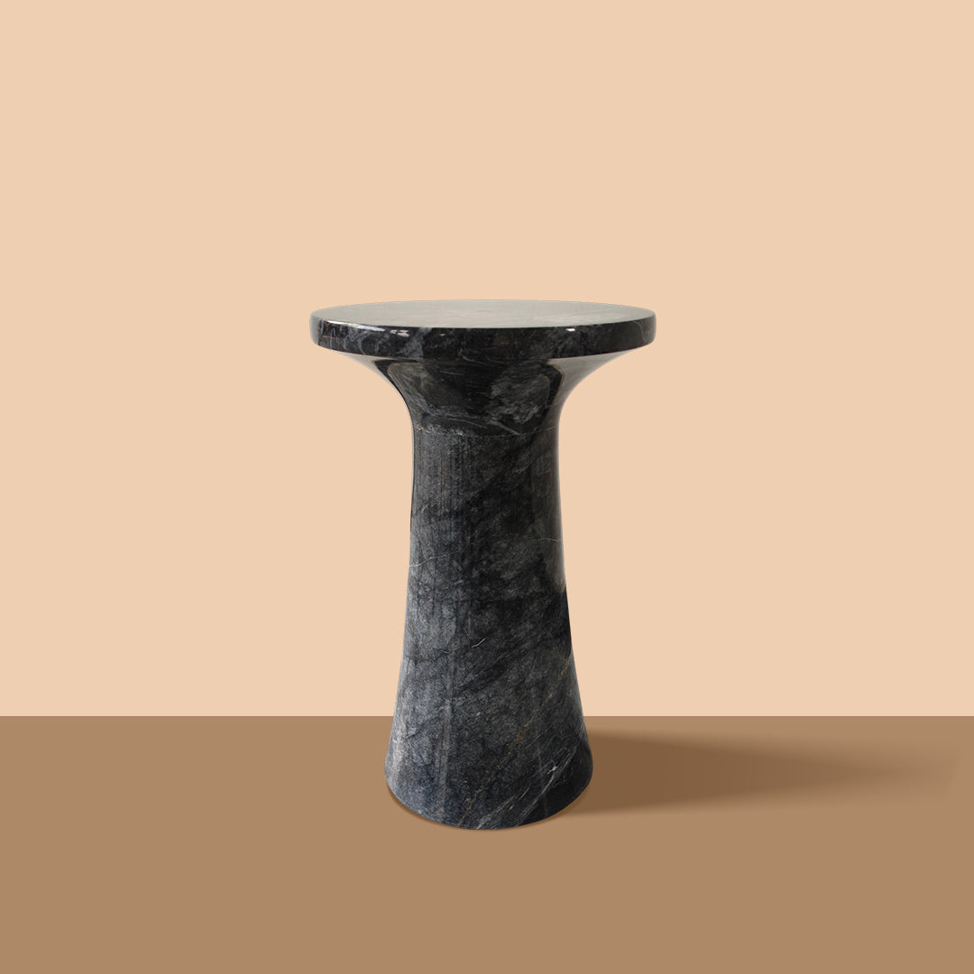 Marble Pedestal Table | Natural Stone Minimalist Side Table