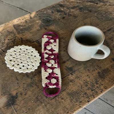Crochet Cup Cozy with Coaster and Cover | Hand Knitted Mug Cozy Set | Warmth & Elegance