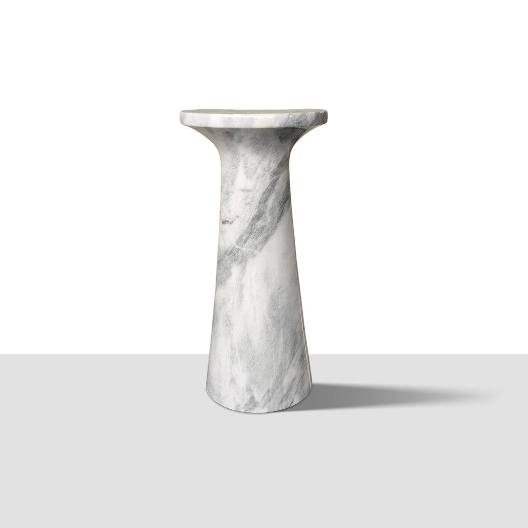 Marble Pedestal Table | Natural Stone Minimalist Side Table