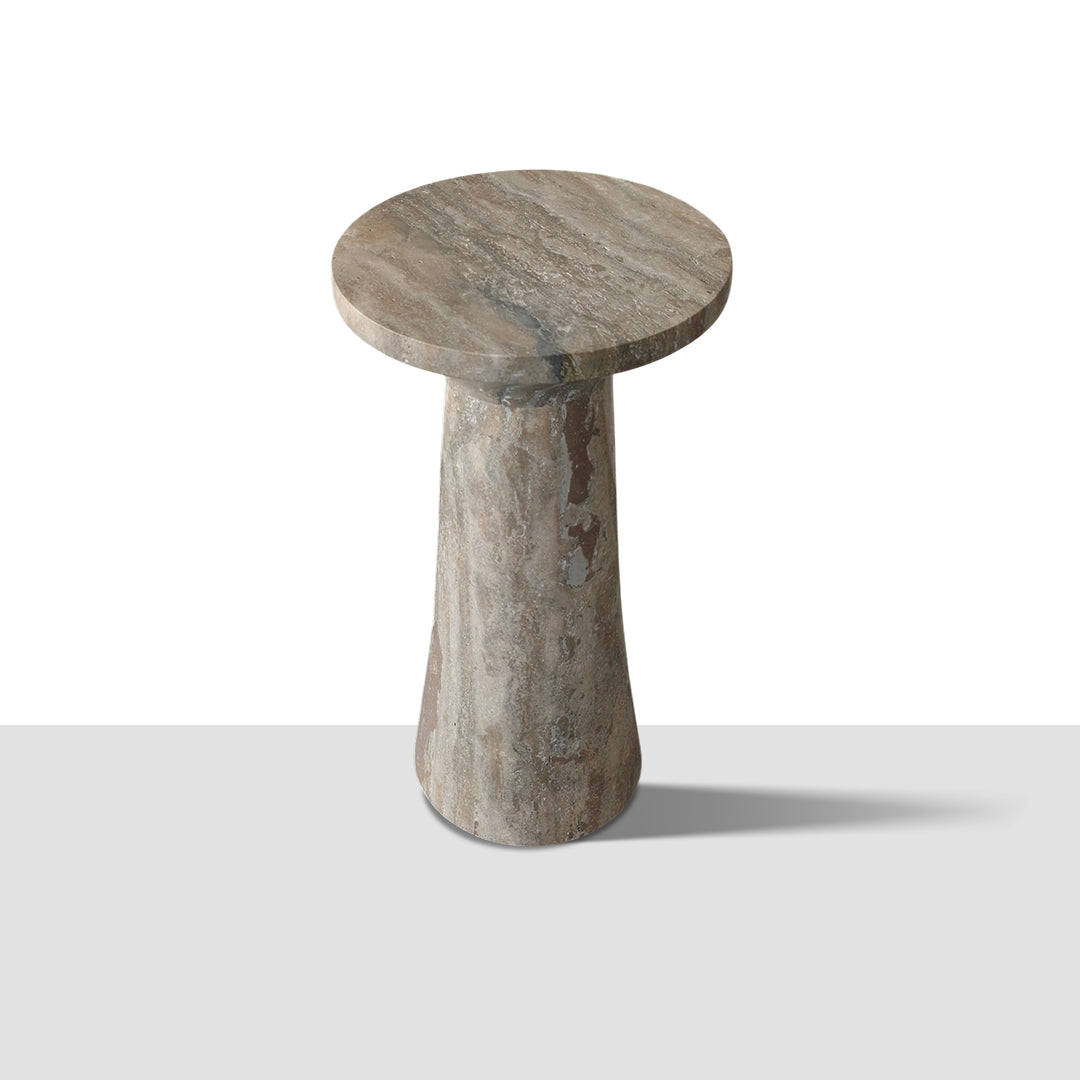 Marble Pedestal Table | Natural Stone Minimalist Side Table