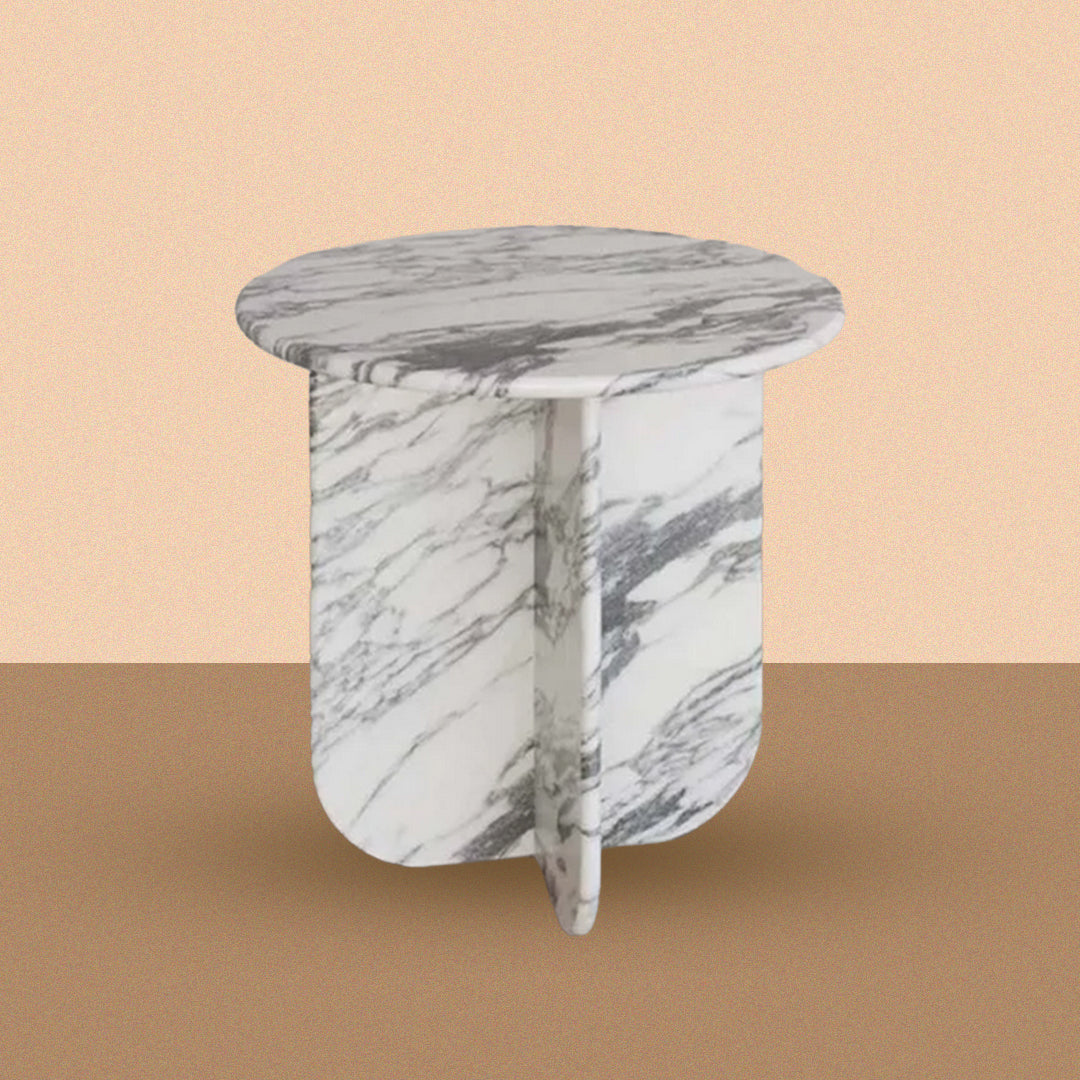 Marble Table | Natural Stone Side Table | X Shape Leg
