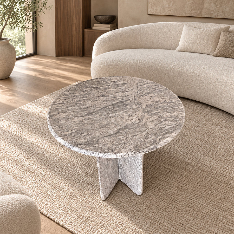Marble Table | Natural Stone Side Table | X Shape Leg