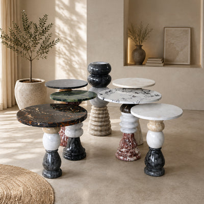 Natural Stone Multi‑Color Side Table | Handcrafted Marble Accent for Timeless Luxury | Coffee Table