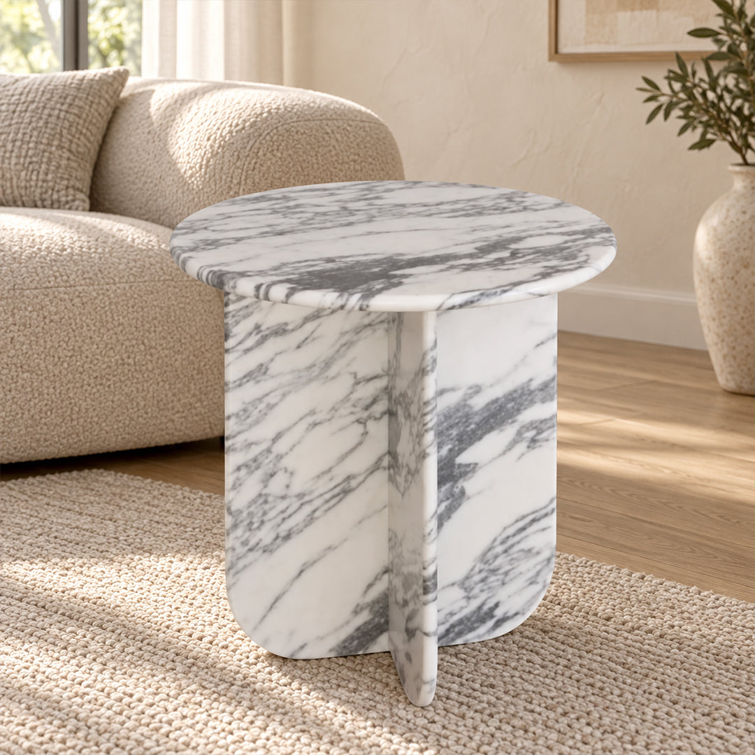 Marble Table | Natural Stone Side Table | X Shape Leg