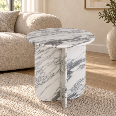 Marble Table | Natural Stone Side Table | X Shape Leg