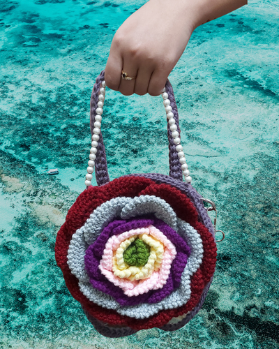 Luxury Crochet Rose Bag – Handmade Floral Purse with Custom Colors & Straps | Bridal Wedding Handbag, Party Clutch, Gift for Her