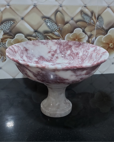 Handmade Marble Serving Bowl | Luxury Natural Stone Decor | Multi-purpose Pedestal Bowl