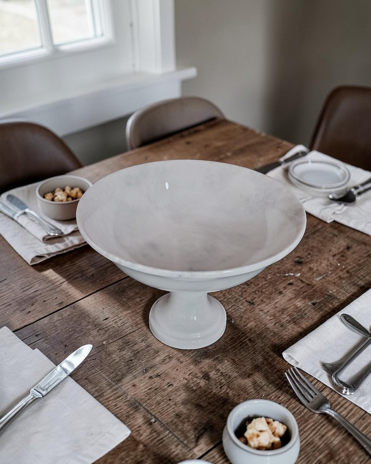 Handmade Marble Serving Bowl | Luxury Natural Stone Decor | Multi-purpose Pedestal Bowl
