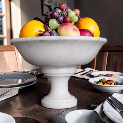 Handmade Marble Serving Bowl | Luxury Natural Stone Decor | Multi-purpose Pedestal Bowl