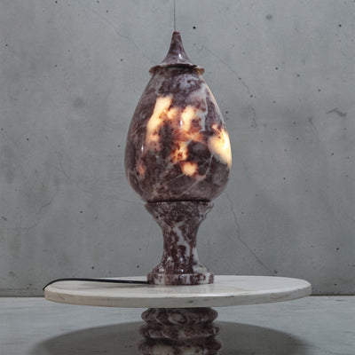 Hand-Carved Rosso Marble Lamp | Stress Relief Minimalist Boho design | Decor with Meditation remedy
