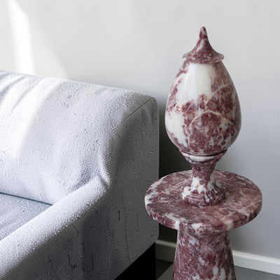 Hand-Carved Rosso Marble Lamp | Stress Relief Minimalist Boho design | Decor with Meditation remedy