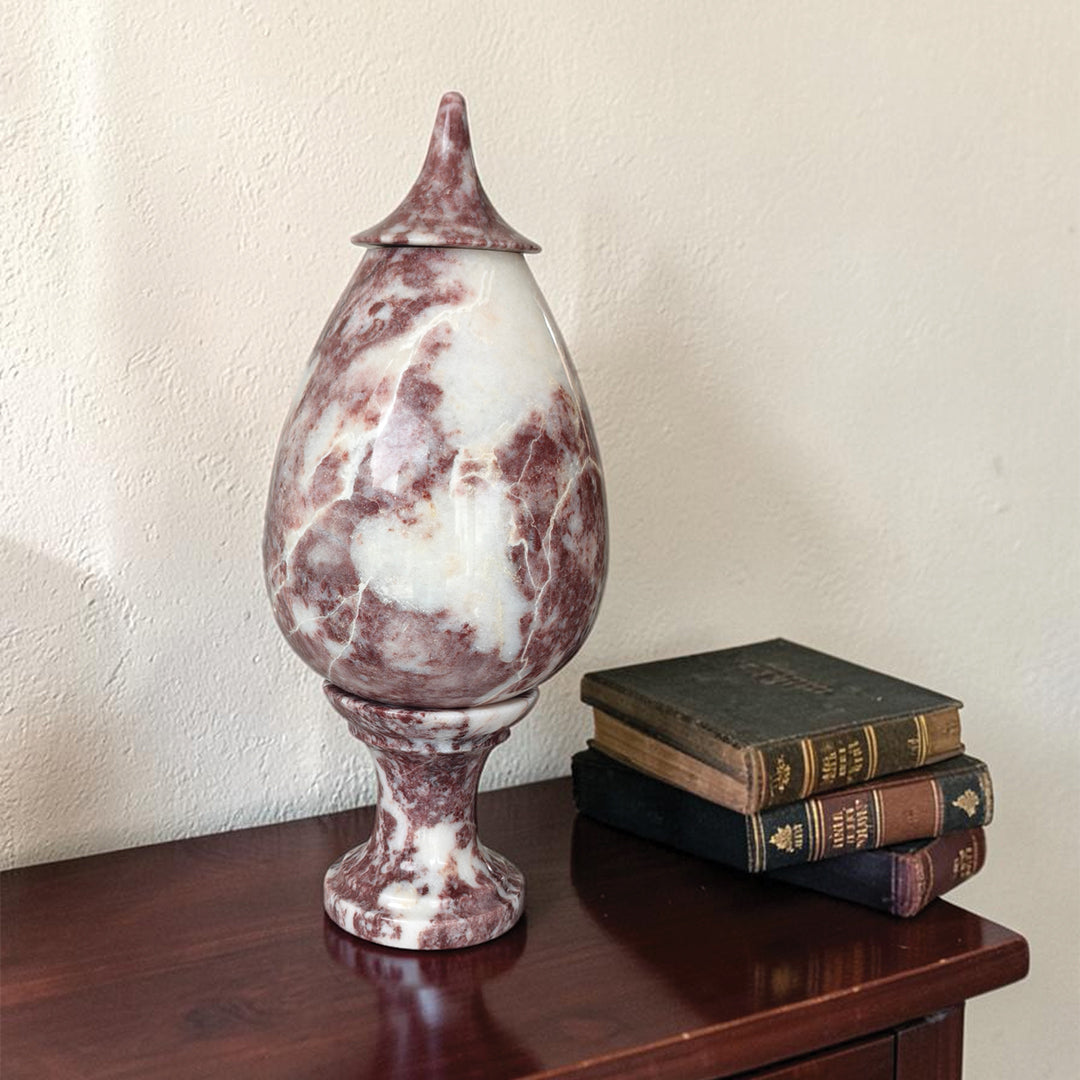 Hand-Carved Rosso Marble Lamp | Stress Relief Minimalist Boho design | Decor with Meditation remedy
