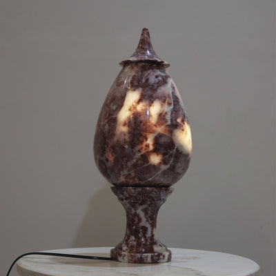 Hand-Carved Rosso Marble Lamp | Stress Relief Minimalist Boho design | Decor with Meditation remedy