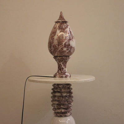 Hand-Carved Rosso Marble Lamp | Stress Relief Minimalist Boho design | Decor with Meditation remedy