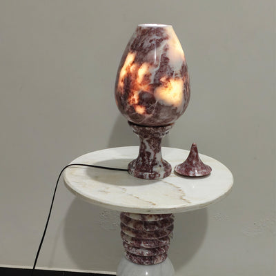 Hand-Carved Rosso Marble Lamp | Stress Relief Minimalist Boho design | Decor with Meditation remedy