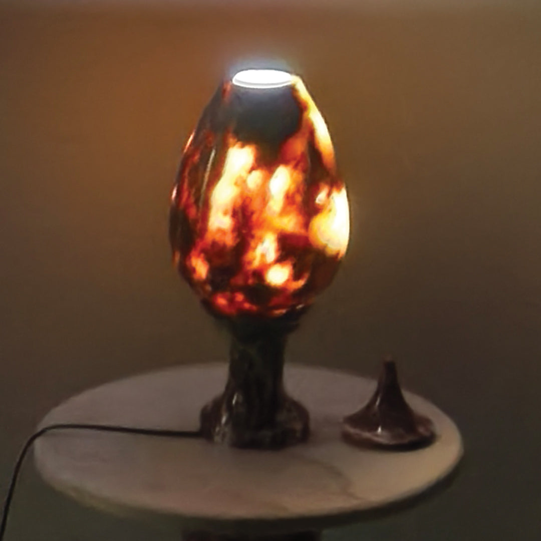 Hand-Carved Rosso Marble Lamp | Stress Relief Minimalist Boho design | Decor with Meditation remedy
