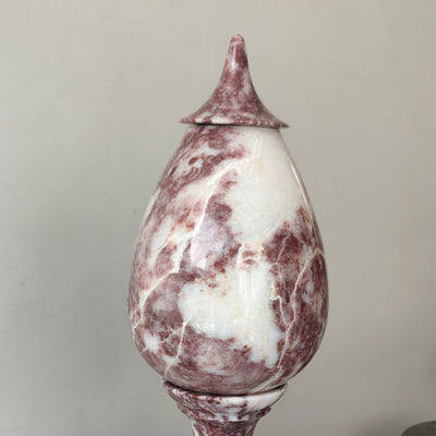Hand-Carved Rosso Marble Lamp | Stress Relief Minimalist Boho design | Decor with Meditation remedy