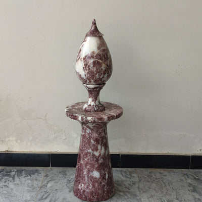 Hand-Carved Rosso Marble Lamp | Stress Relief Minimalist Boho design | Decor with Meditation remedy