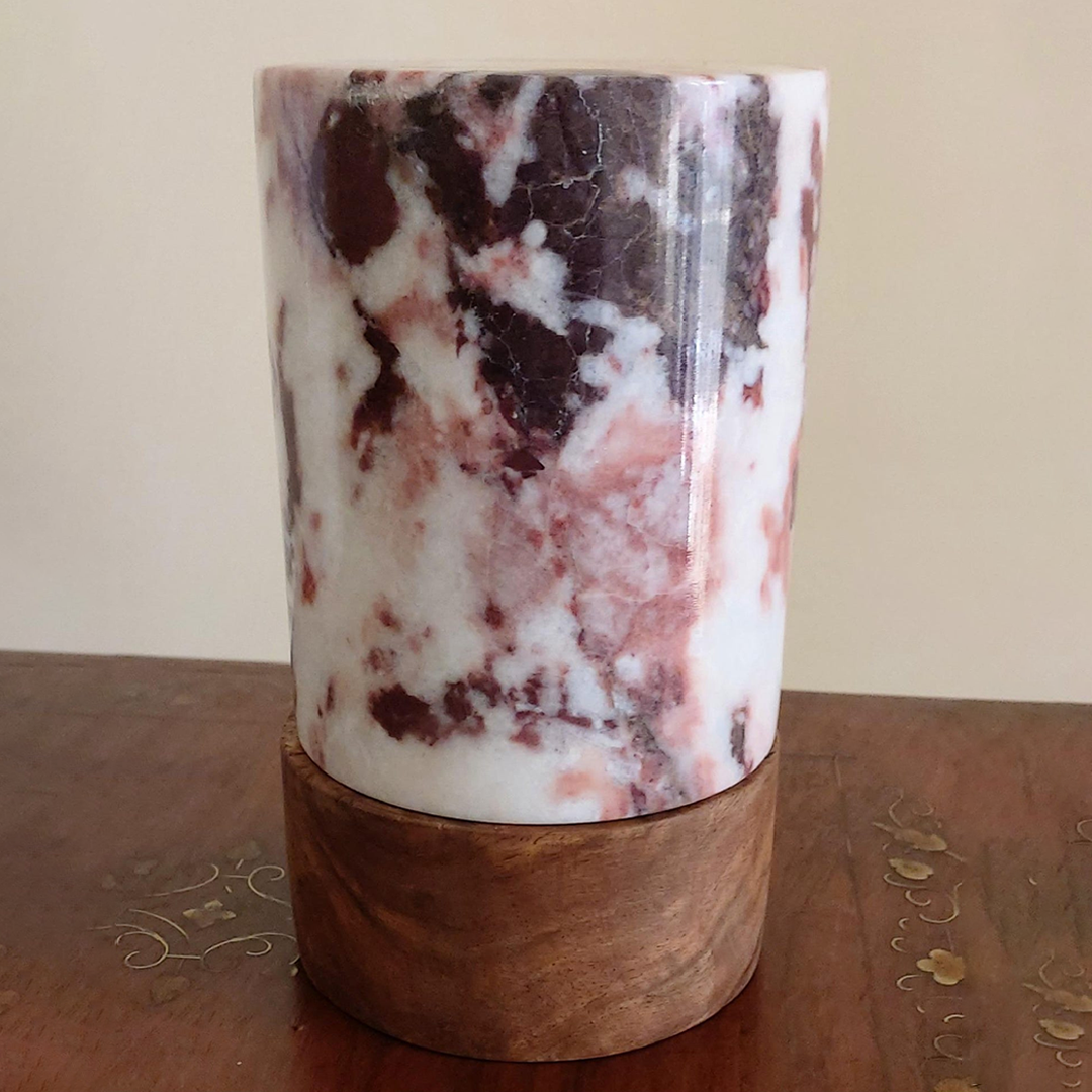Light Rosso Levanto Marble Lamp | Natural Marble Minimalist Boho Decor