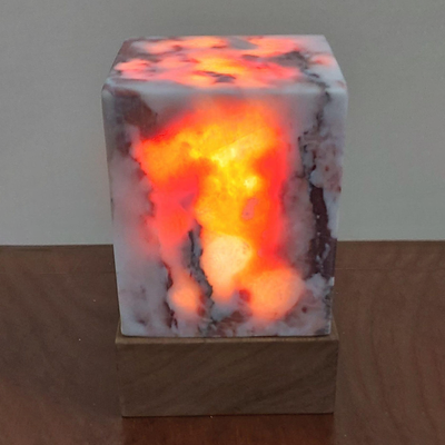 Light Rosso Levanto Marble Lamp | Natural Marble Minimalist Boho Decor