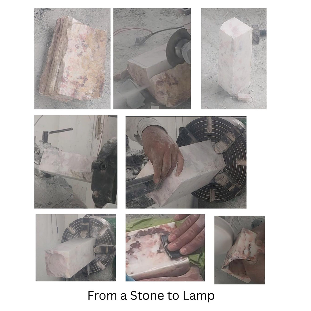 Light Rosso Levanto Marble Lamp | Natural Marble Minimalist Boho Decor