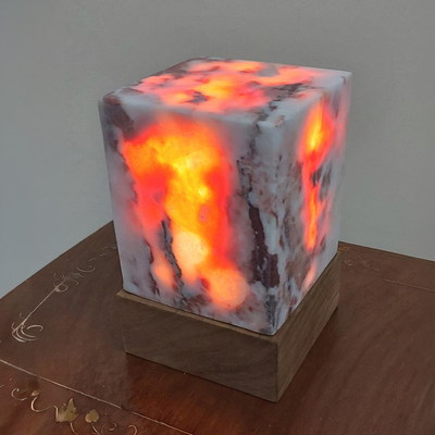 Light Rosso Levanto Marble Lamp | Natural Marble Minimalist Boho Decor