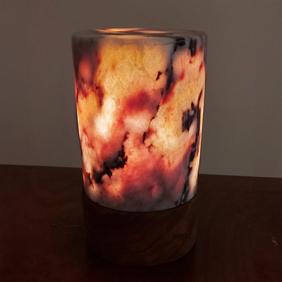 Light Rosso Levanto Marble Lamp | Natural Marble Minimalist Boho Decor