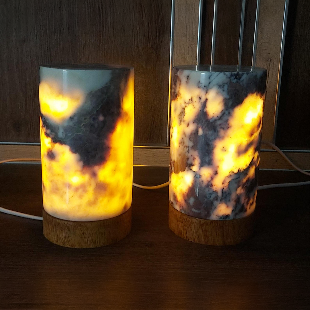 Light Rosso Levanto Marble Lamp | Natural Marble Minimalist Boho Decor